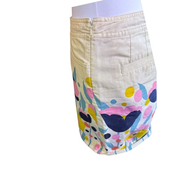 Retro Boden Floral Cotton Skirt With Side Zipper & Pockets Size US 4 - Picture 2 of 8